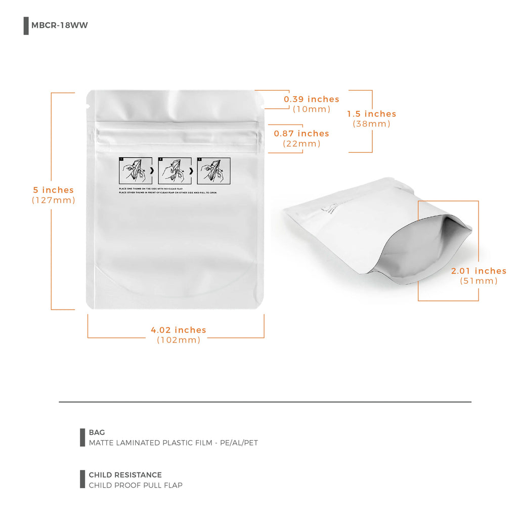 Child-Resistant Resealable Barrier Bag — 4"x5"+2", White — view 10