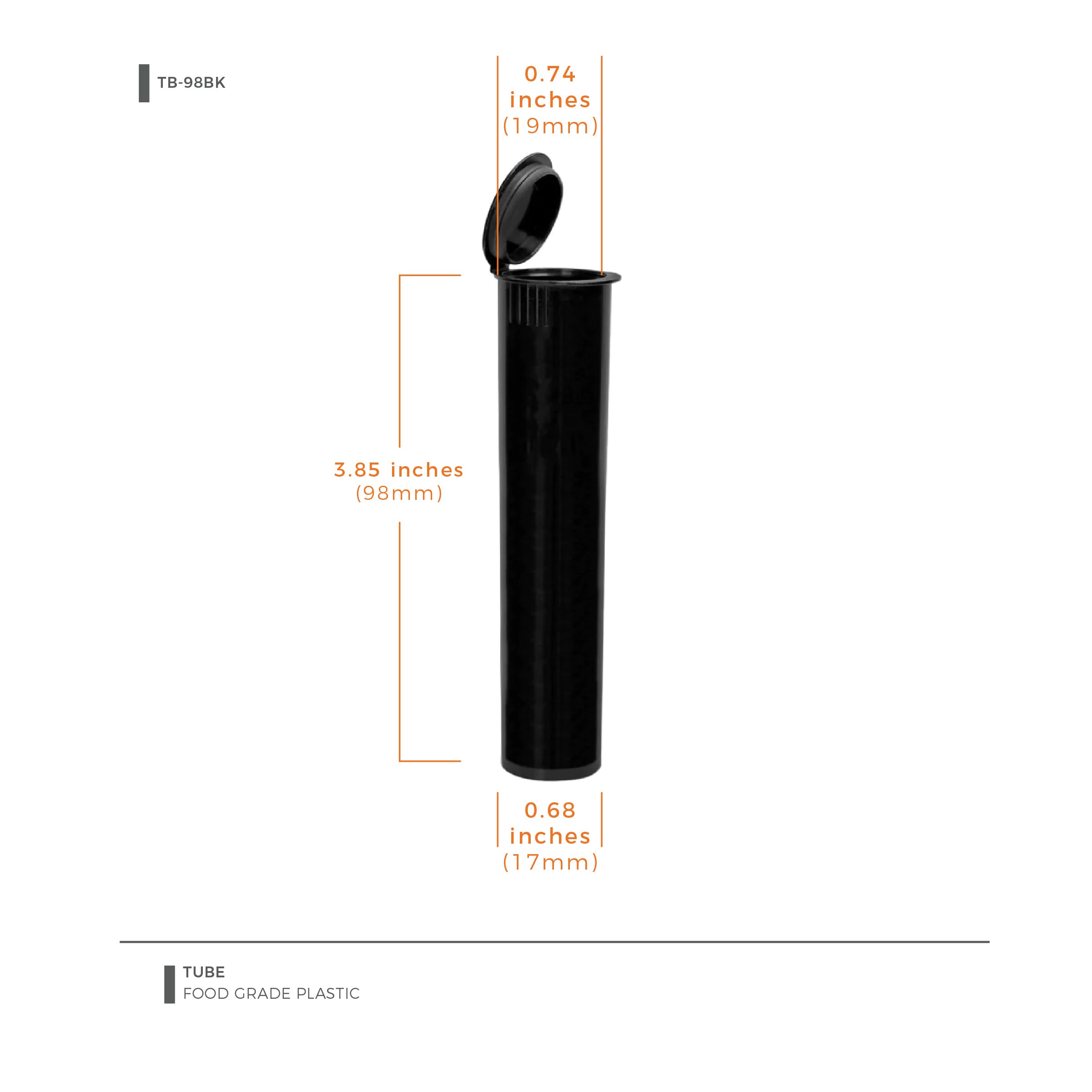 98 mm Child-Resistant Squeeze Tube, Black — view 3